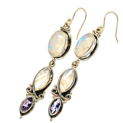 Rainbow Moonstone Earrings handcrafted by Ana Silver Co - EARR420592