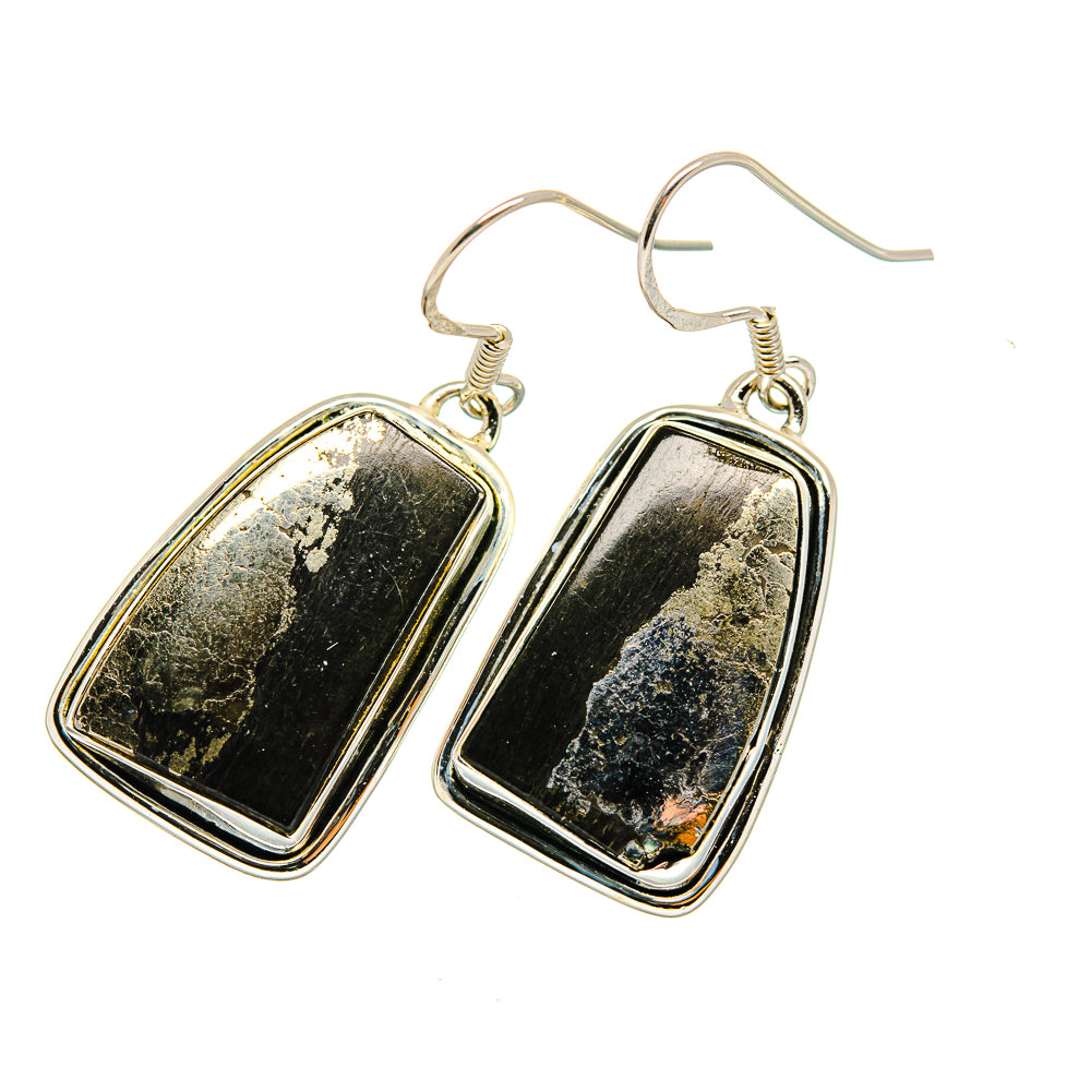 Pyrite In Black Onyx Earrings handcrafted by Ana Silver Co - EARR420593