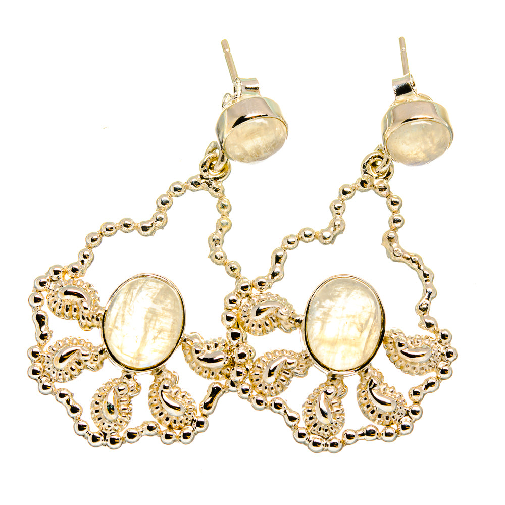 Rainbow Moonstone Earrings handcrafted by Ana Silver Co - EARR420652