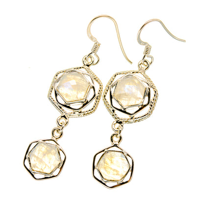 Rainbow Moonstone Earrings handcrafted by Ana Silver Co - EARR420653