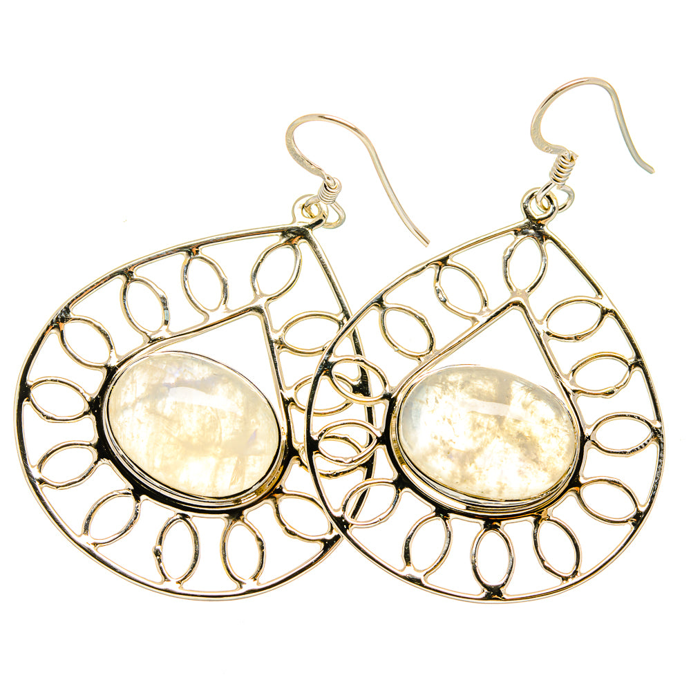 Rainbow Moonstone Earrings handcrafted by Ana Silver Co - EARR420654