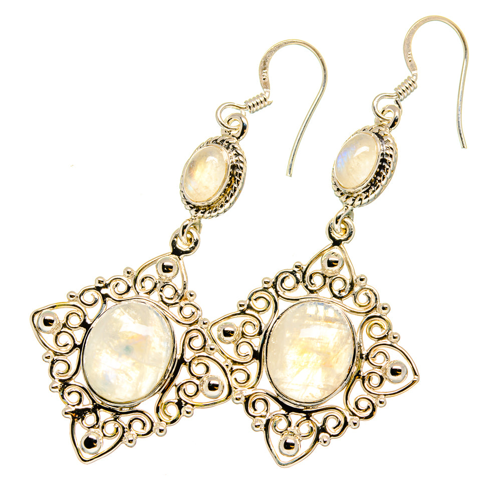Rainbow Moonstone Earrings handcrafted by Ana Silver Co - EARR420658