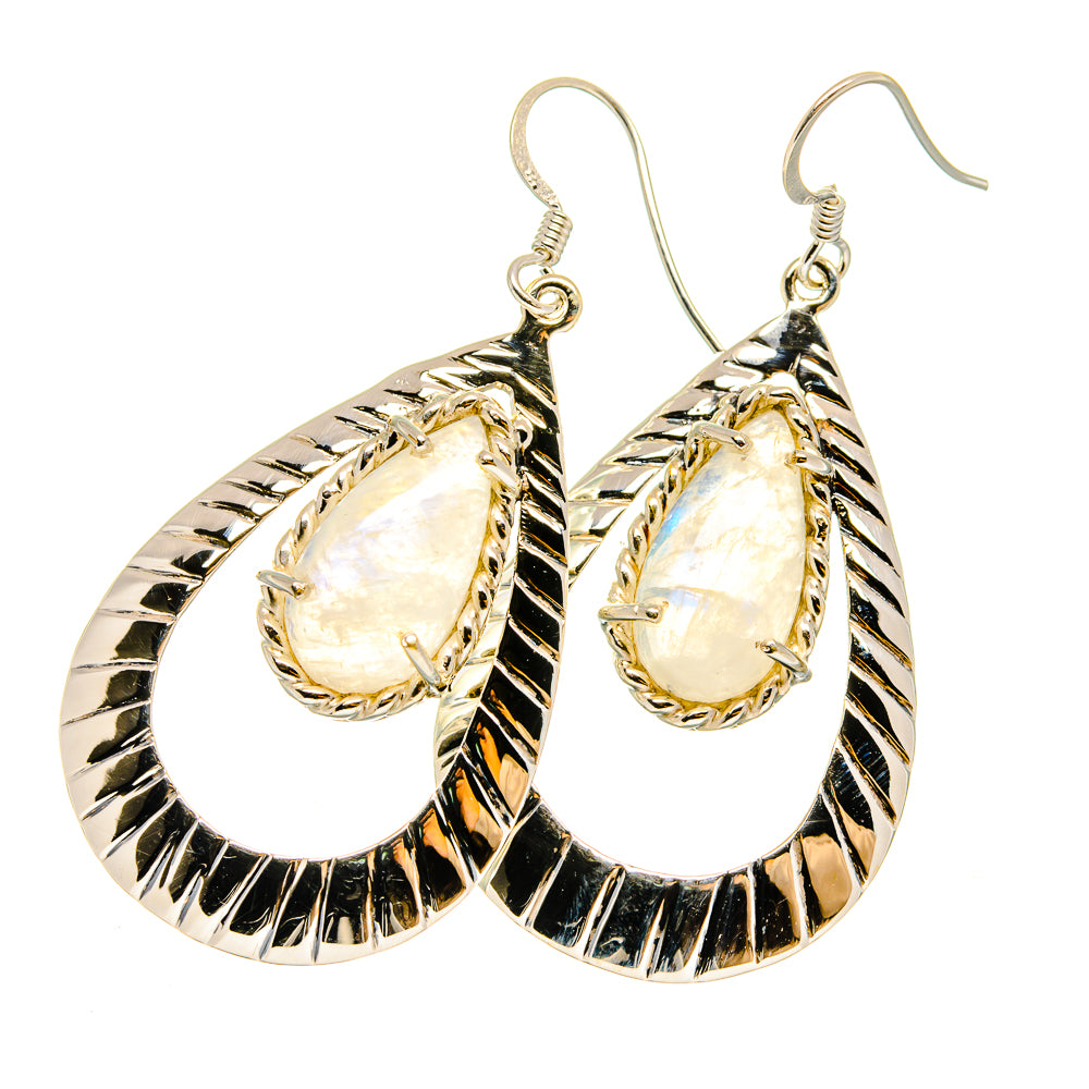 Rainbow Moonstone Earrings handcrafted by Ana Silver Co - EARR420666
