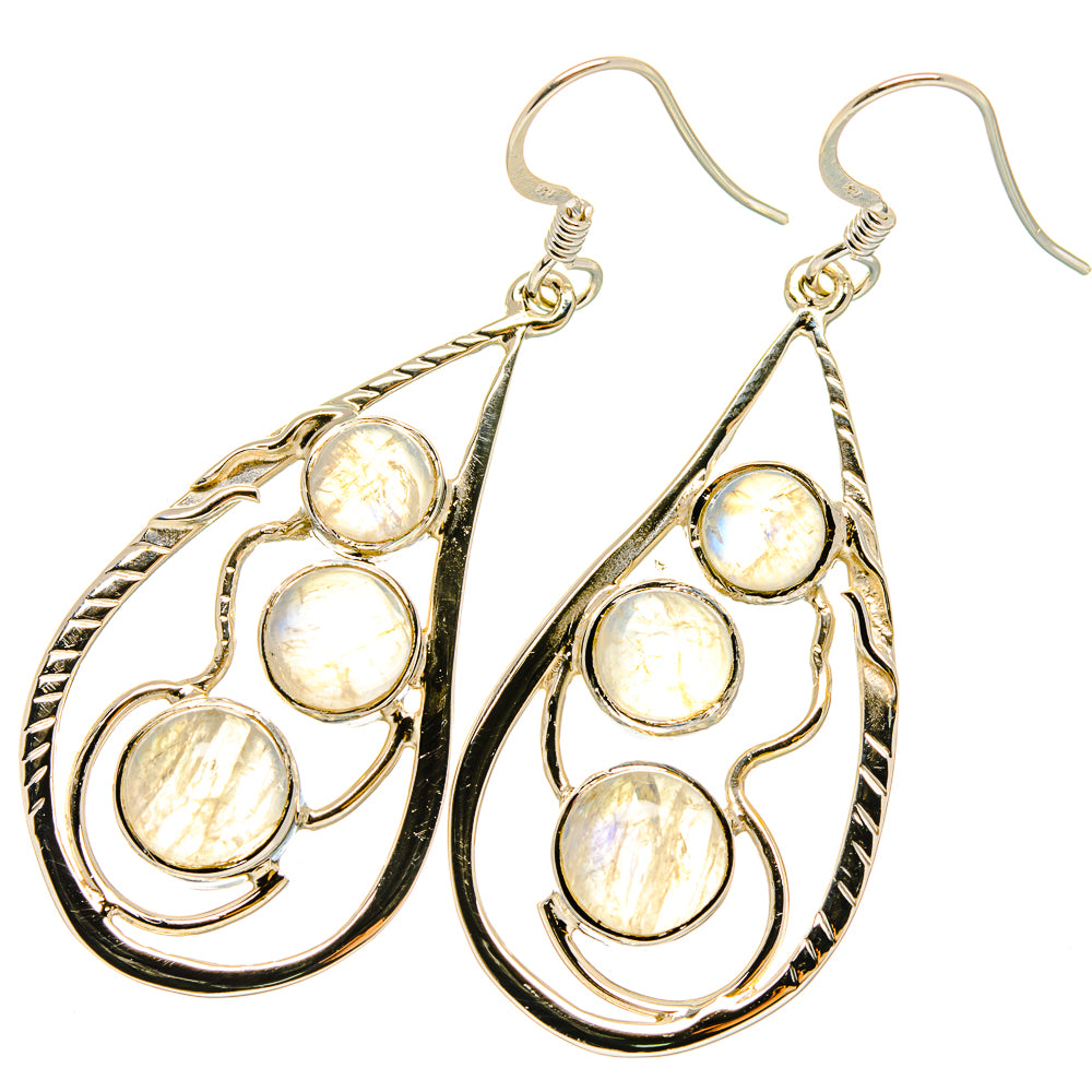 Rainbow Moonstone Earrings handcrafted by Ana Silver Co - EARR420668