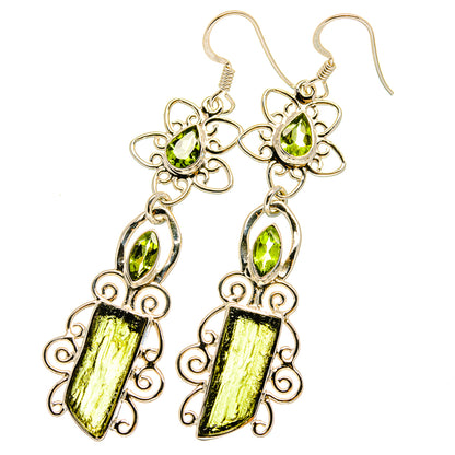 Czech Moldavite Earrings handcrafted by Ana Silver Co - EARR420677
