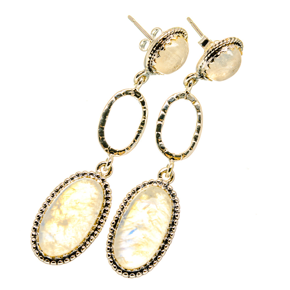 Rainbow Moonstone Earrings handcrafted by Ana Silver Co - EARR420682