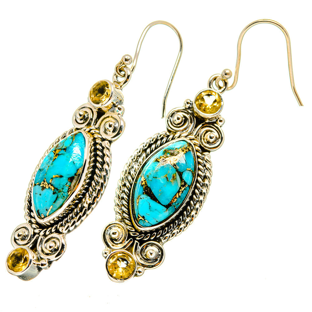Blue Copper Composite Turquoise Earrings handcrafted by Ana Silver Co - EARR420705