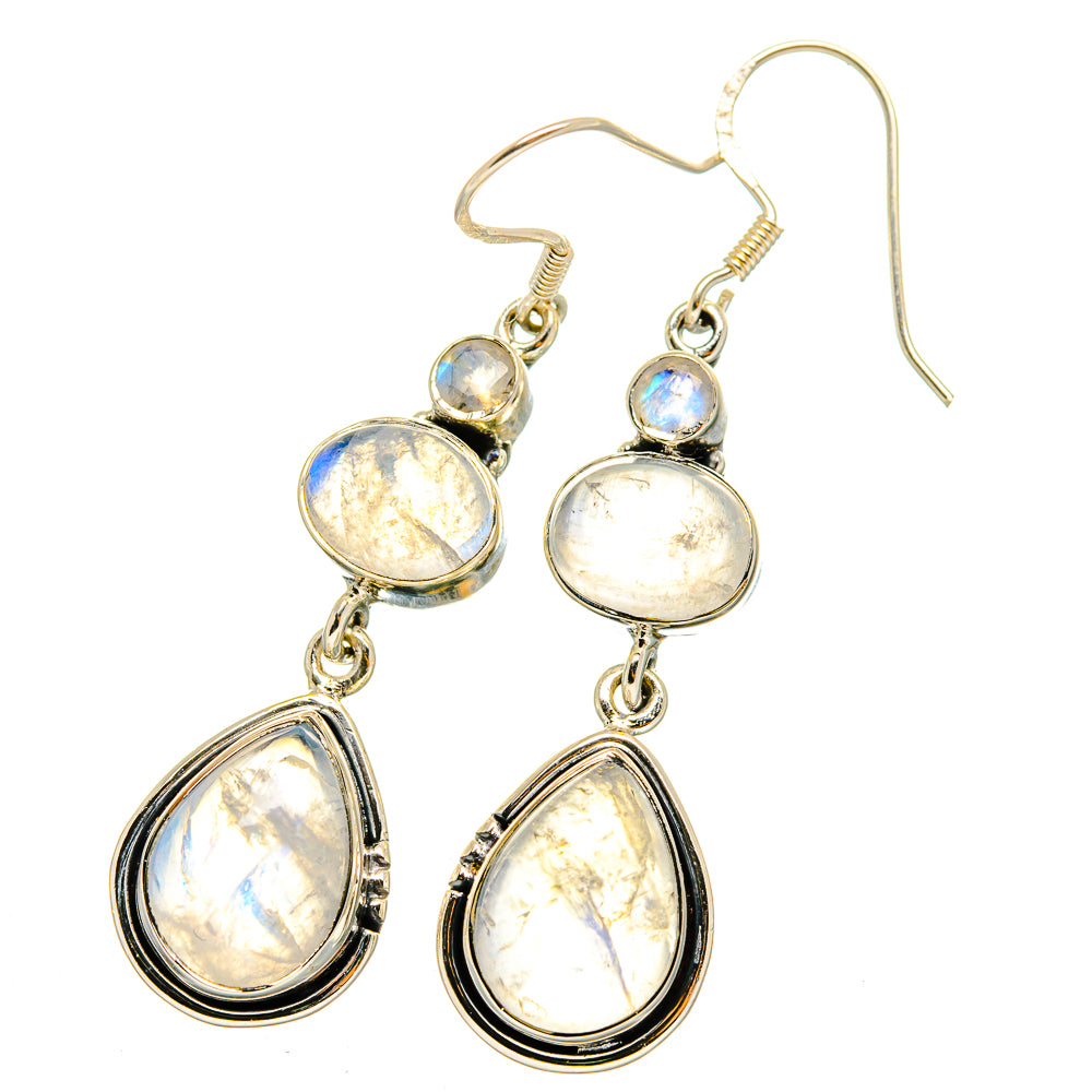 Rainbow Moonstone Earrings handcrafted by Ana Silver Co - EARR420713