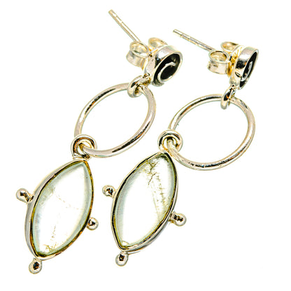 Aqua chalcedony dangle earrings in sterling silver with oval stones and hoop drop