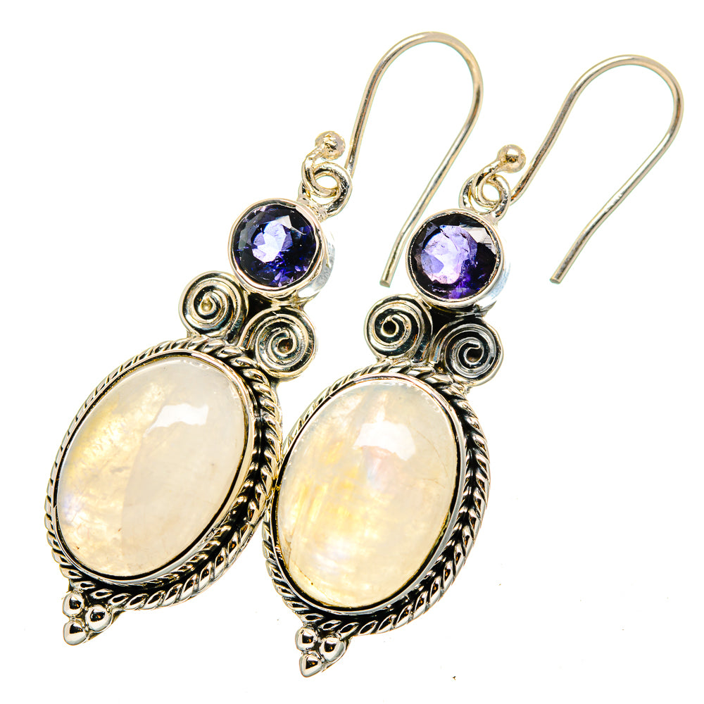 Rainbow Moonstone Earrings handcrafted by Ana Silver Co - EARR420725