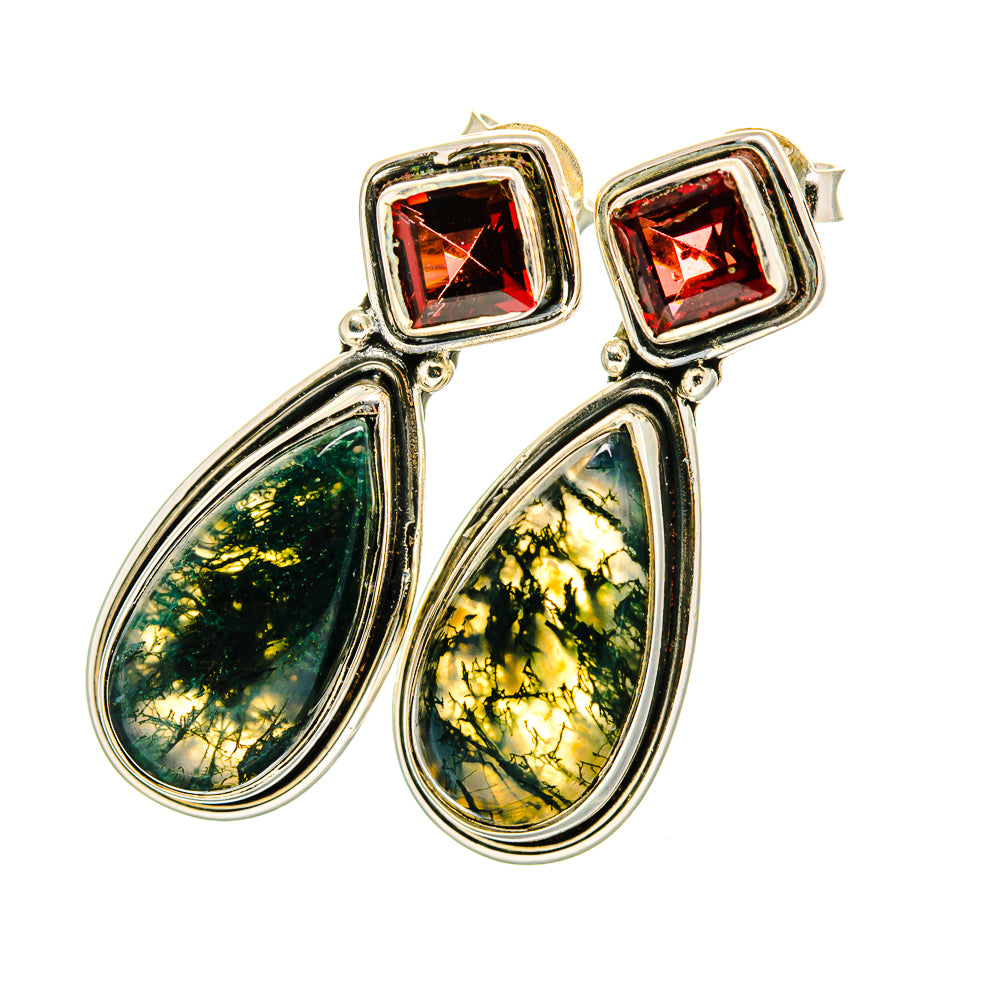 Green Moss Agate Earrings handcrafted by Ana Silver Co - EARR420744