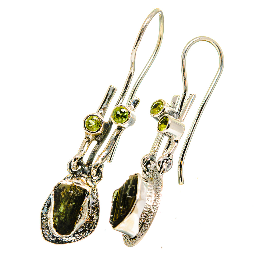 Czech Moldavite Earrings handcrafted by Ana Silver Co - EARR420746