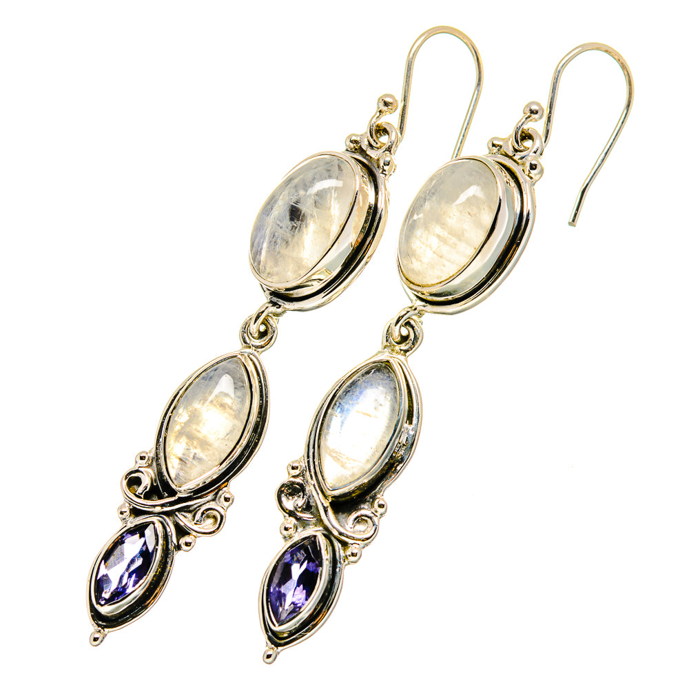 Rainbow Moonstone Earrings handcrafted by Ana Silver Co - EARR420752