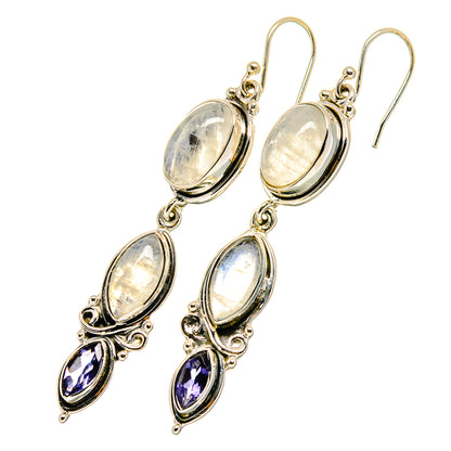 Rainbow Moonstone Earrings handcrafted by Ana Silver Co - EARR420752