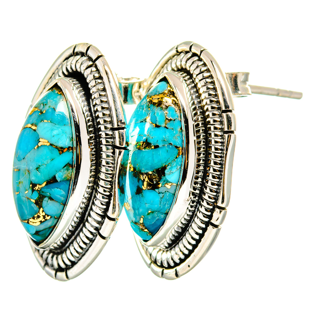 Blue Copper Composite Turquoise Earrings handcrafted by Ana Silver Co - EARR420761