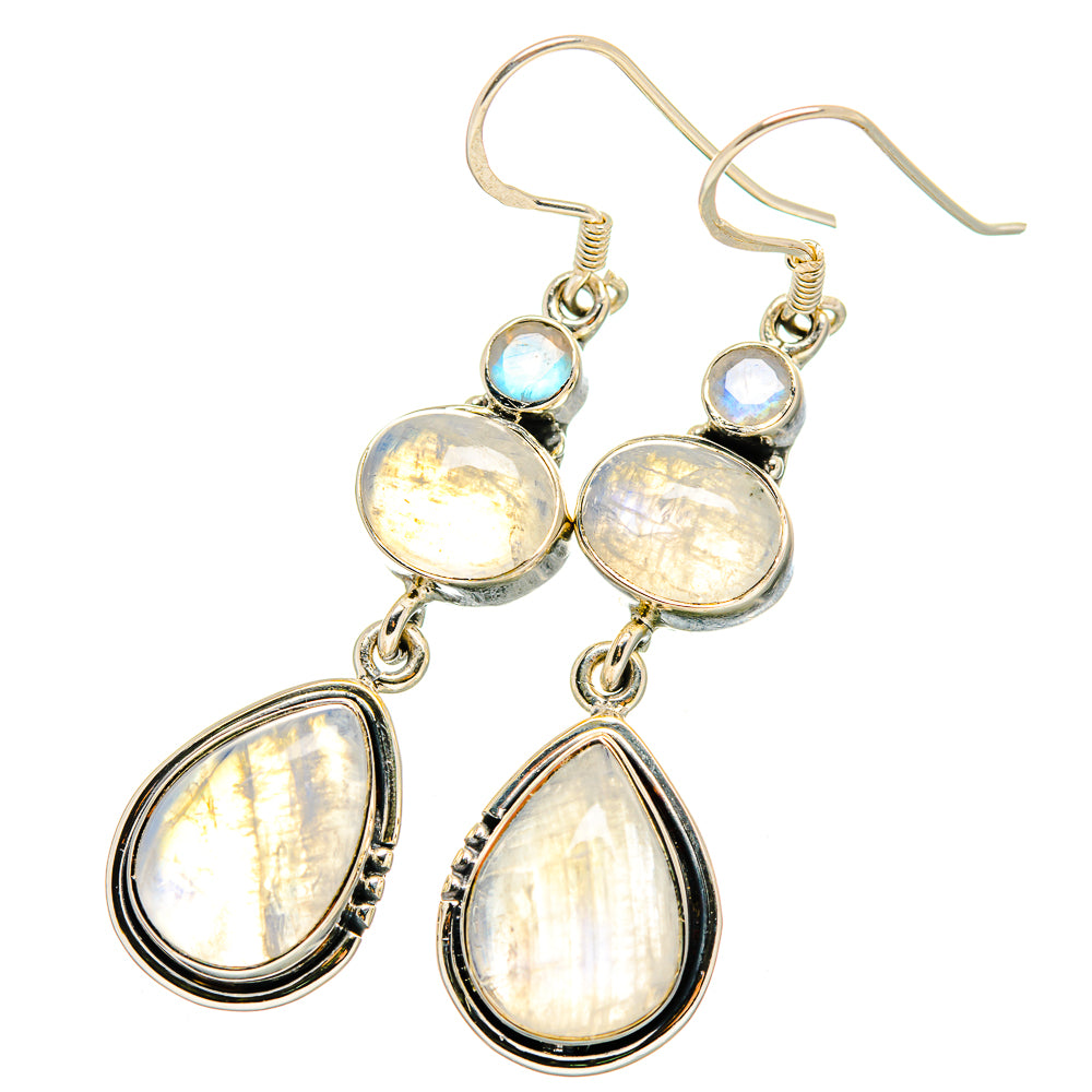 Rainbow Moonstone Earrings handcrafted by Ana Silver Co - EARR420770