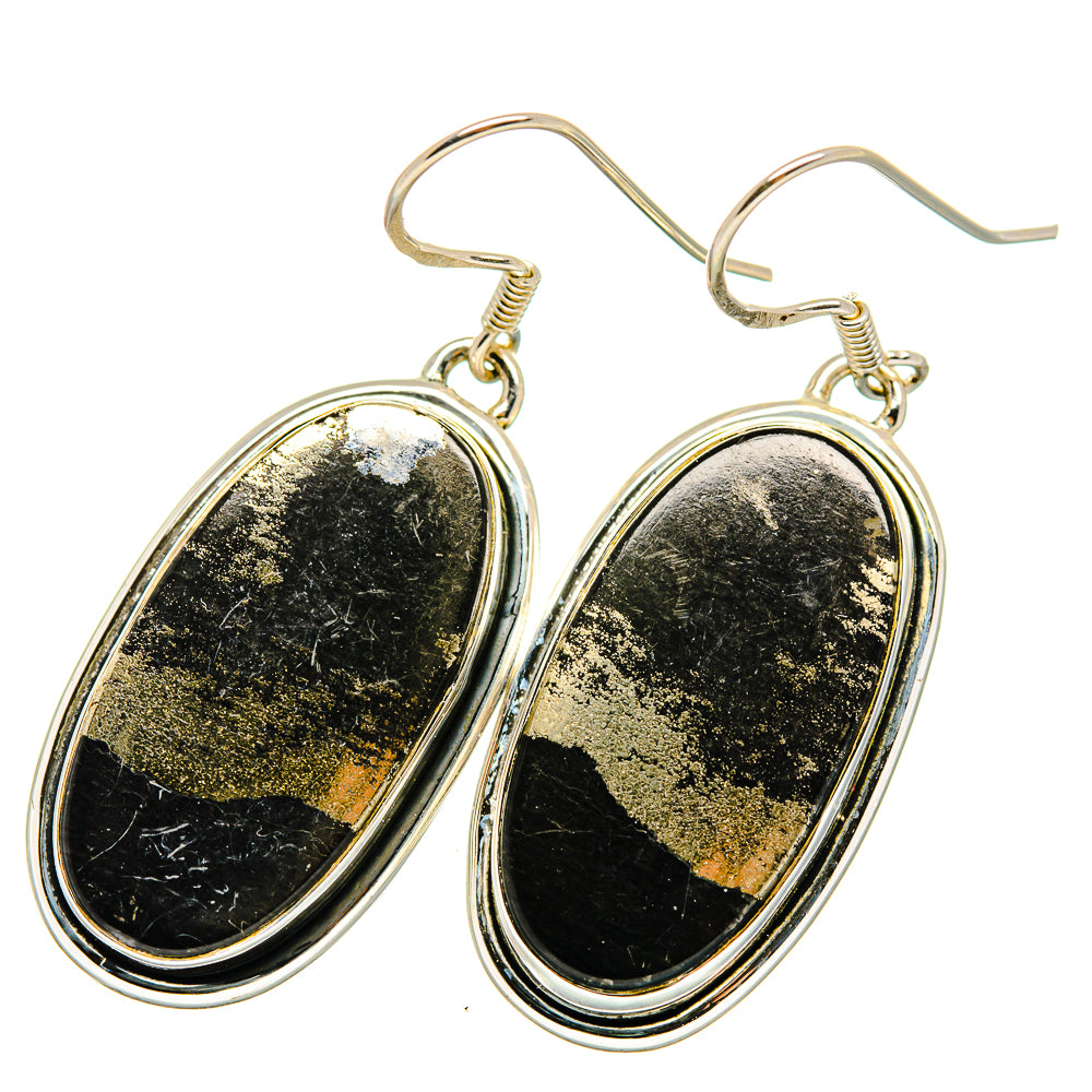 Pyrite In Black Onyx Earrings handcrafted by Ana Silver Co - EARR420777