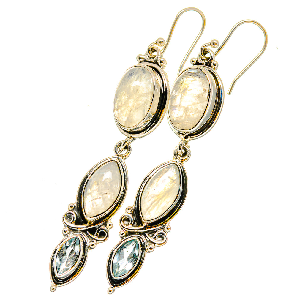Rainbow Moonstone Earrings handcrafted by Ana Silver Co - EARR420816