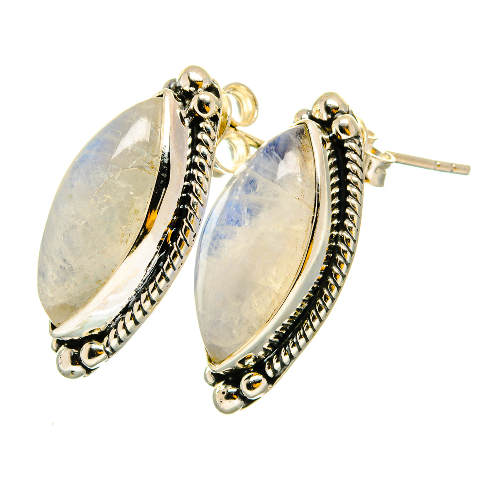 Rainbow Moonstone Earrings handcrafted by Ana Silver Co - EARR420818