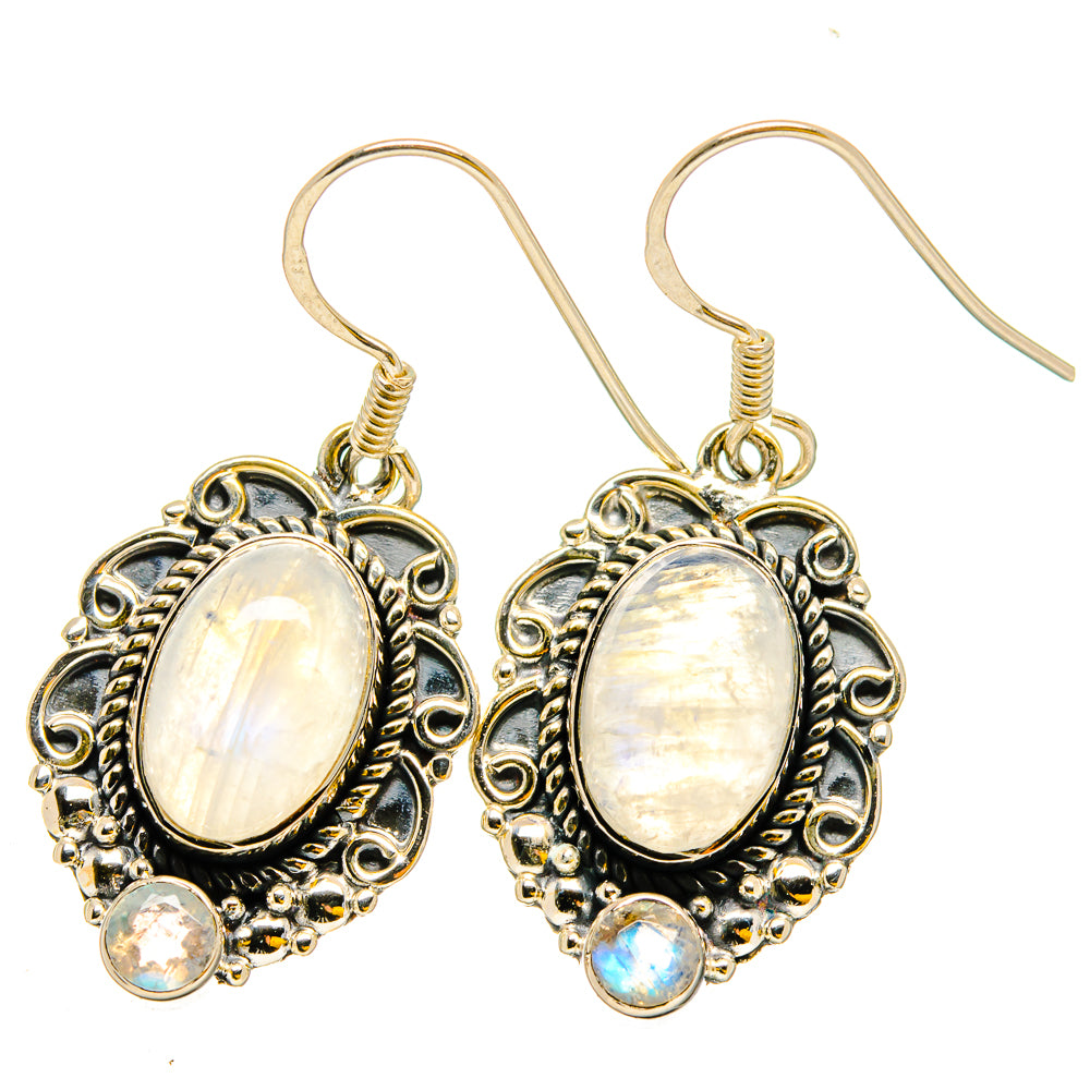 Rainbow Moonstone Earrings handcrafted by Ana Silver Co - EARR420848