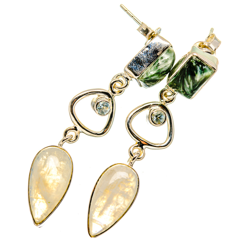 Rainbow Moonstone Earrings handcrafted by Ana Silver Co - EARR420864