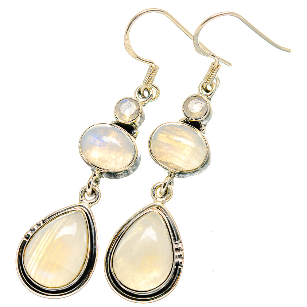 Rainbow Moonstone Earrings handcrafted by Ana Silver Co - EARR420871