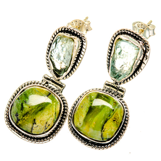African Green Opal Earrings handcrafted by Ana Silver Co - EARR420876