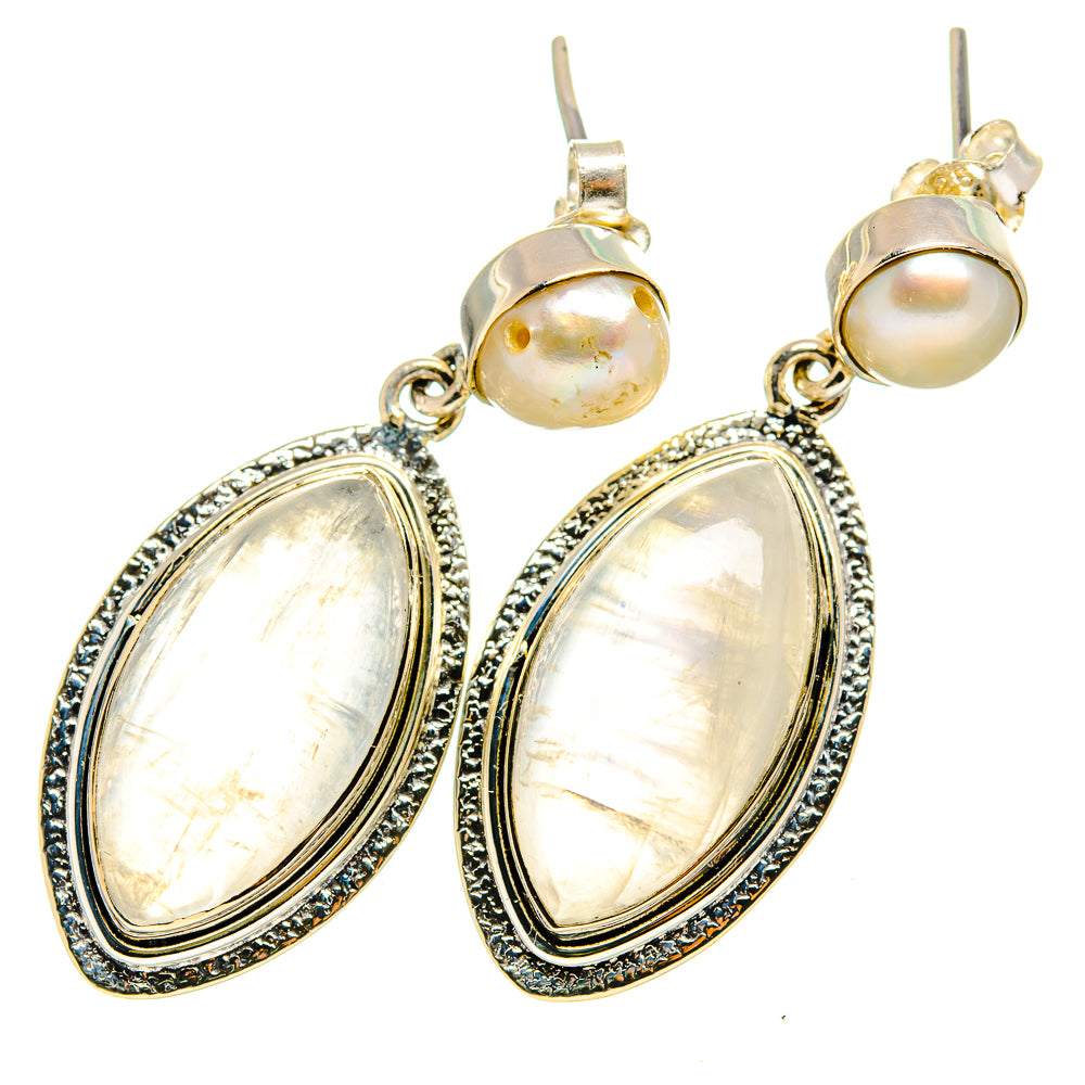Rainbow Moonstone Earrings handcrafted by Ana Silver Co - EARR420878