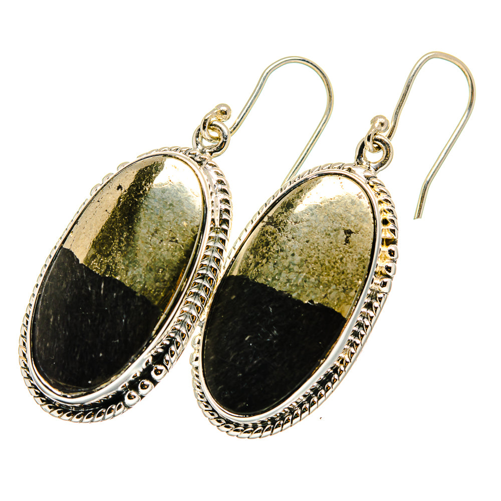 Pyrite In Black Onyx Earrings handcrafted by Ana Silver Co - EARR420883
