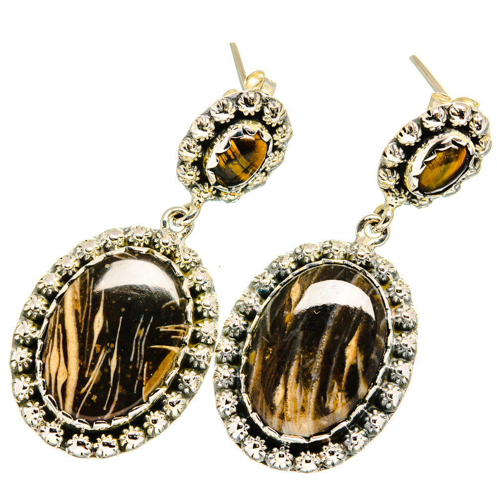 Peanut Wood Jasper Earrings handcrafted by Ana Silver Co - EARR420895