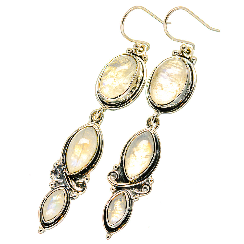 Rainbow Moonstone Earrings handcrafted by Ana Silver Co - EARR420910