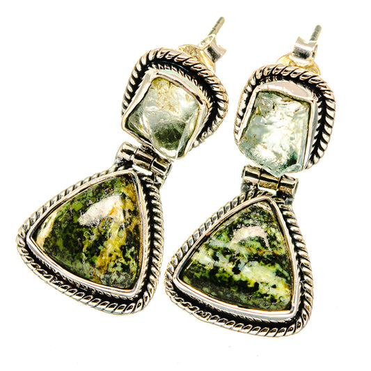 Green Vein Jasper Earrings handcrafted by Ana Silver Co - EARR420913