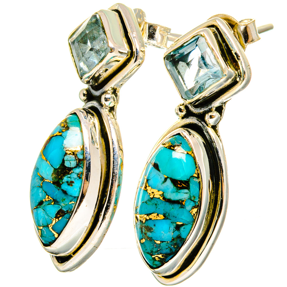 Blue Copper Composite Turquoise Earrings handcrafted by Ana Silver Co - EARR420931