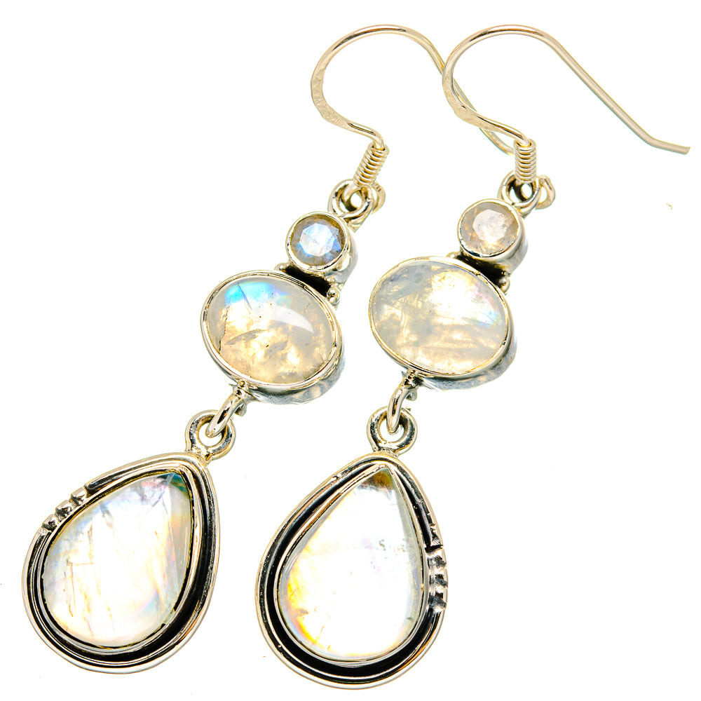 Rainbow Moonstone Earrings handcrafted by Ana Silver Co - EARR420941