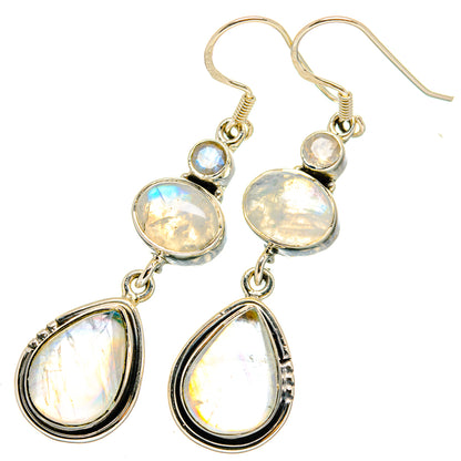 Rainbow Moonstone Earrings handcrafted by Ana Silver Co - EARR420941