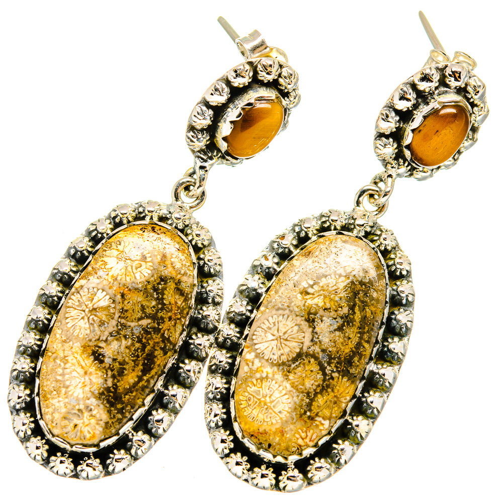 Fossil Coral Earrings handcrafted by Ana Silver Co - EARR420944