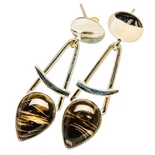 Golden Seraphinite Earrings handcrafted by Ana Silver Co - EARR420953