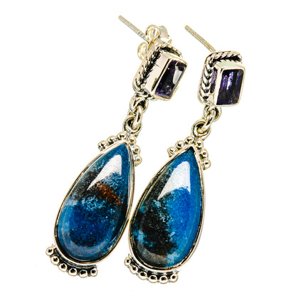Chrysocolla, Tanzanite Earrings handcrafted by Ana Silver Co - EARR420955