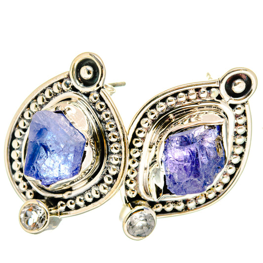 Tanzanite, White Quartz Earrings handcrafted by Ana Silver Co - EARR420956