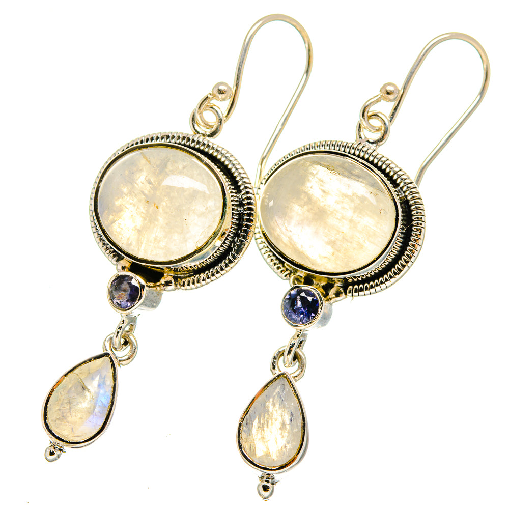 Rainbow Moonstone, Tanzanite Earrings handcrafted by Ana Silver Co - EARR420969
