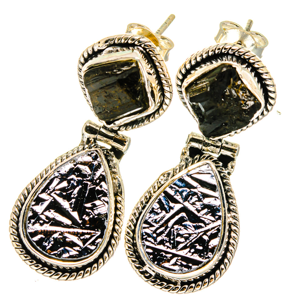 Shungite, Black Tourmaline Earrings handcrafted by Ana Silver Co - EARR420971