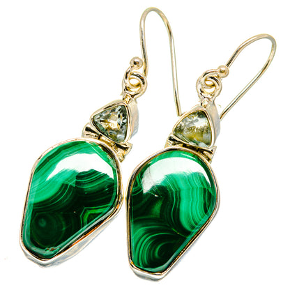 Malachite, Blue Topaz Earrings handcrafted by Ana Silver Co - EARR420974