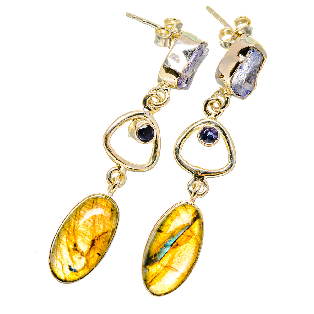 Labradorite, Rainbow Moonstone, Tanzanite Earrings handcrafted by Ana Silver Co - EARR420975