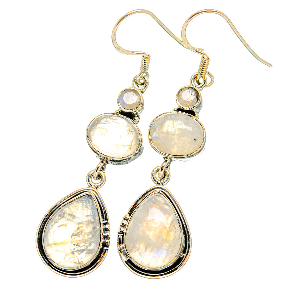 Rainbow Moonstone Earrings handcrafted by Ana Silver Co - EARR420979