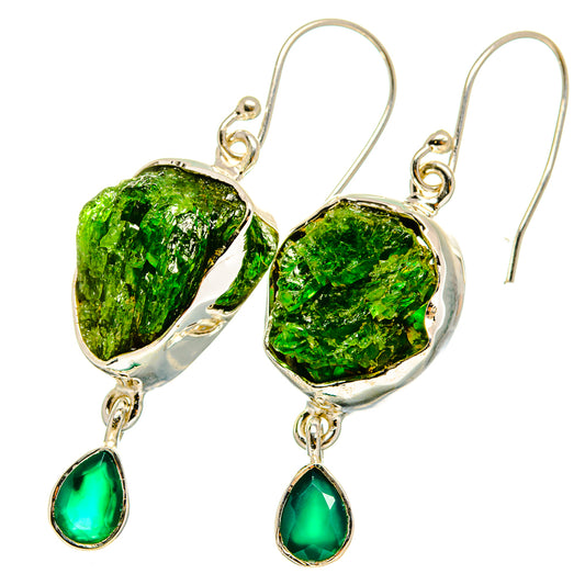 Chrome Diopside, Green Onyx Earrings handcrafted by Ana Silver Co - EARR420986