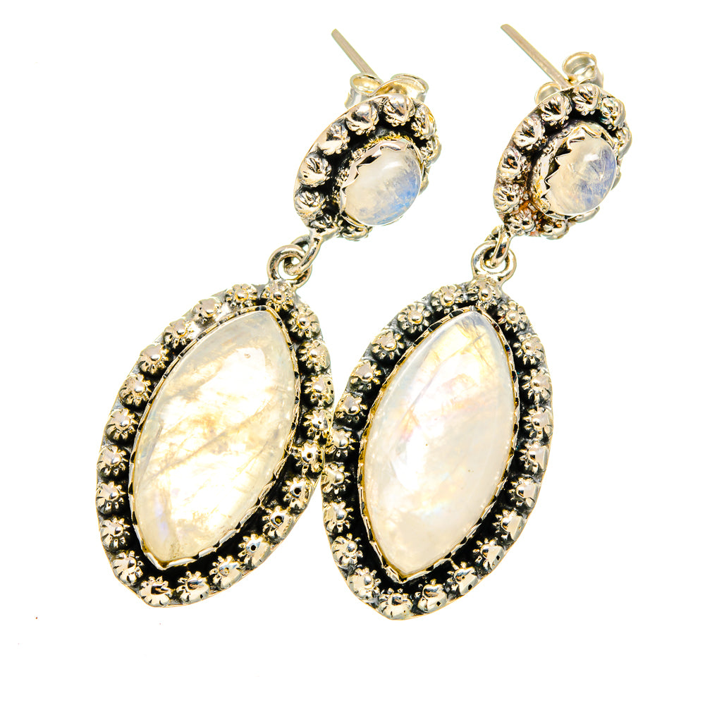 Rainbow Moonstone Earrings handcrafted by Ana Silver Co - EARR420987