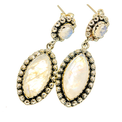 Rainbow Moonstone Earrings handcrafted by Ana Silver Co - EARR420987