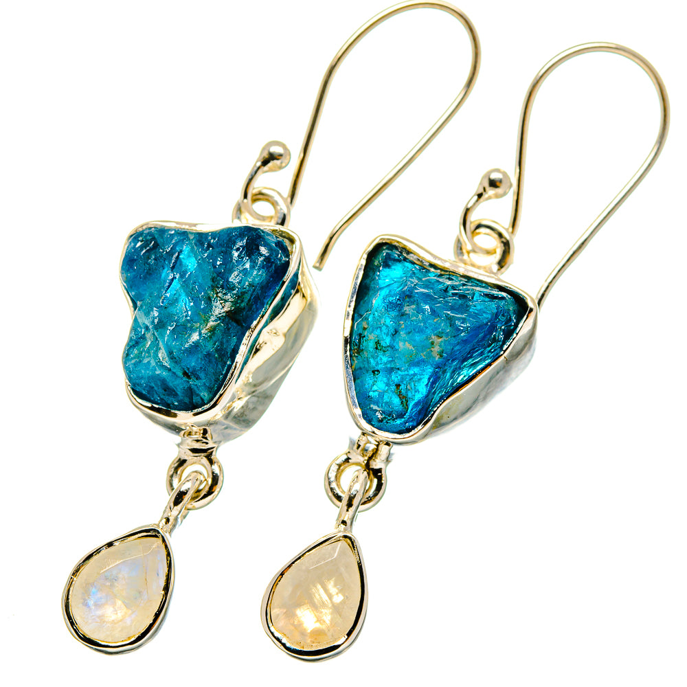 Apatite, Rainbow Moonstone Earrings handcrafted by Ana Silver Co - EARR420992