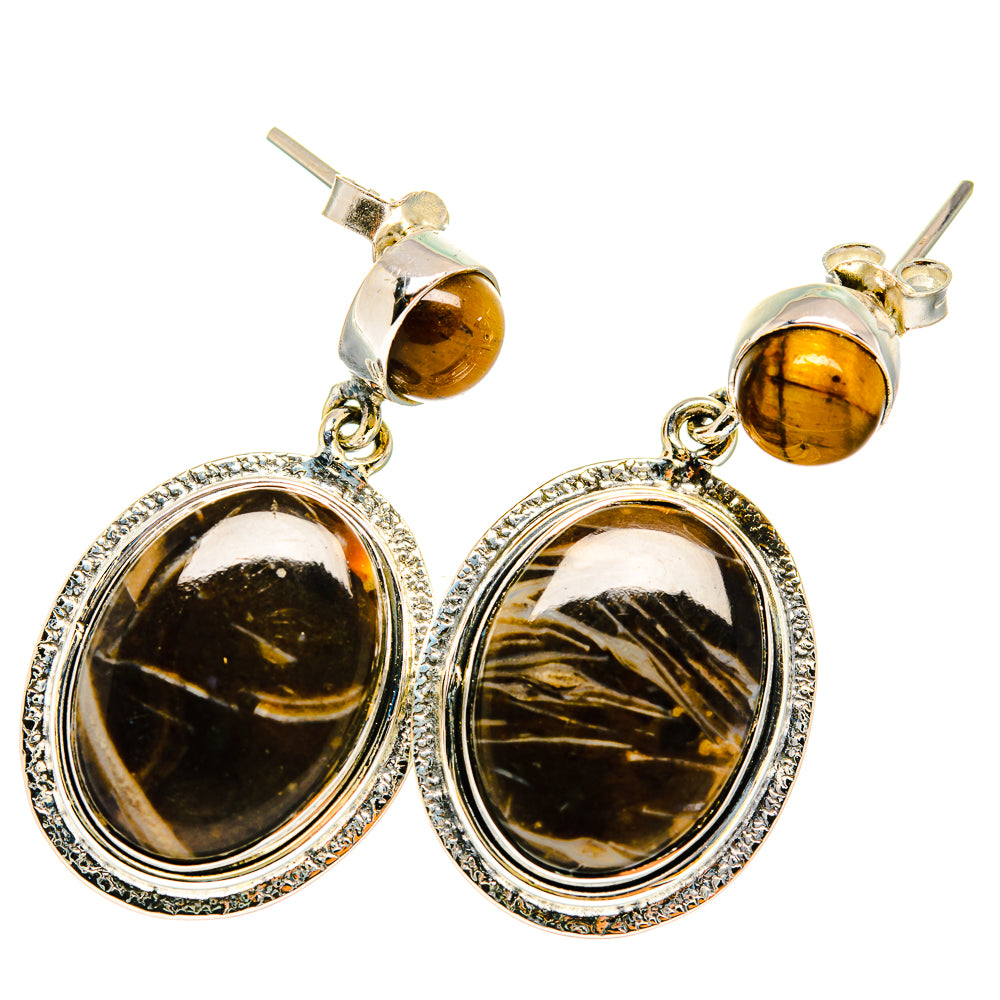 Peanut Wood Jasper, Tiger Eye Earrings handcrafted by Ana Silver Co - EARR420999