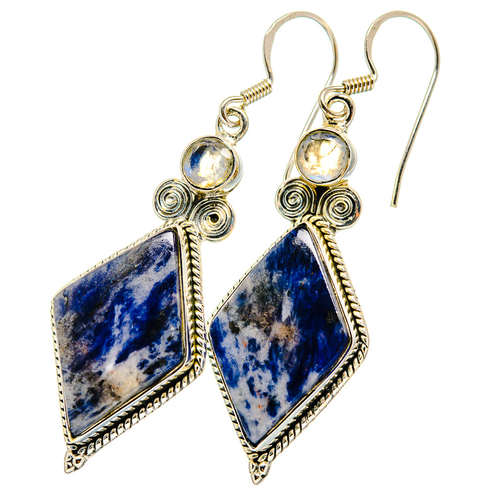 Sodalite, Rainbow Moonstone Earrings handcrafted by Ana Silver Co - EARR421000
